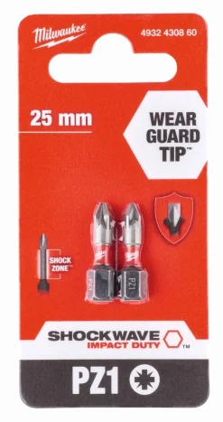 Hot Equideos Embouts de vissage Shockwave PZ 25mm - 2 pièces - Milwaukee