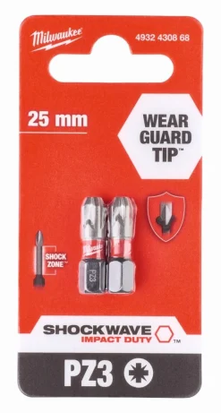 Hot Equideos Embouts de vissage Shockwave PZ 25mm - 2 pièces - Milwaukee
