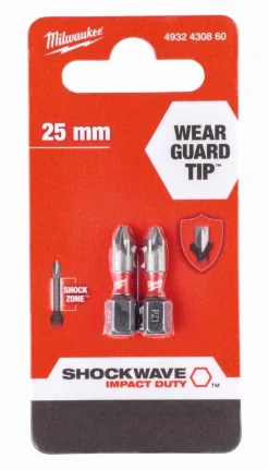 Hot Equideos Embouts de vissage Shockwave PZ 25mm - 2 pièces - Milwaukee