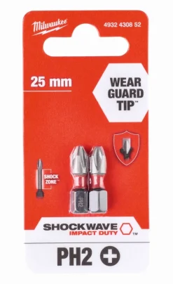 Equideos Embouts de vissage Shockwave PH 25mm - 2 pièces - Milwaukee