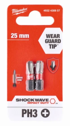 Equideos Embouts de vissage Shockwave PH 25mm - 2 pièces - Milwaukee