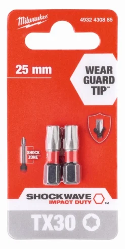 Discount Equideos Embouts de vissage Shockwave TX - 25mm - Milwaukee - 2 pièces