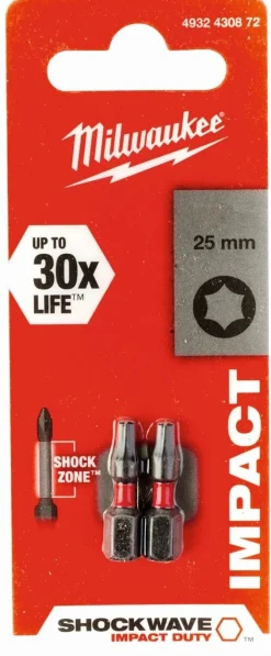 Discount Equideos Embouts de vissage Shockwave TX - 25mm - Milwaukee - 2 pièces