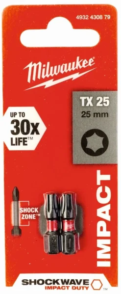 Discount Equideos Embouts de vissage Shockwave TX - 25mm - Milwaukee - 2 pièces