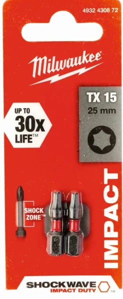 Discount Equideos Embouts de vissage Shockwave TX - 25mm - Milwaukee - 2 pièces