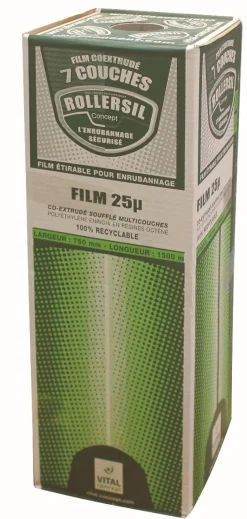 Clearance Equideos Film enrubannage Rollersil 25µ - 750mm x 1500m